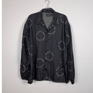 Talentless All Over Circle Logo Print Snap Button Windbreaker Jacket Grey XL